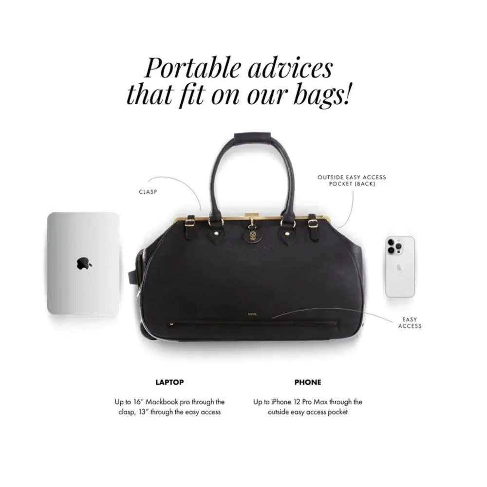 $568 Laflore Paris Trolala Carry-on Bag Cognac Color Cork Brass + Packing Cubes
